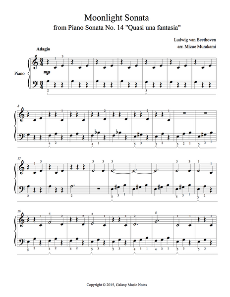 Free piano music with notes labeled